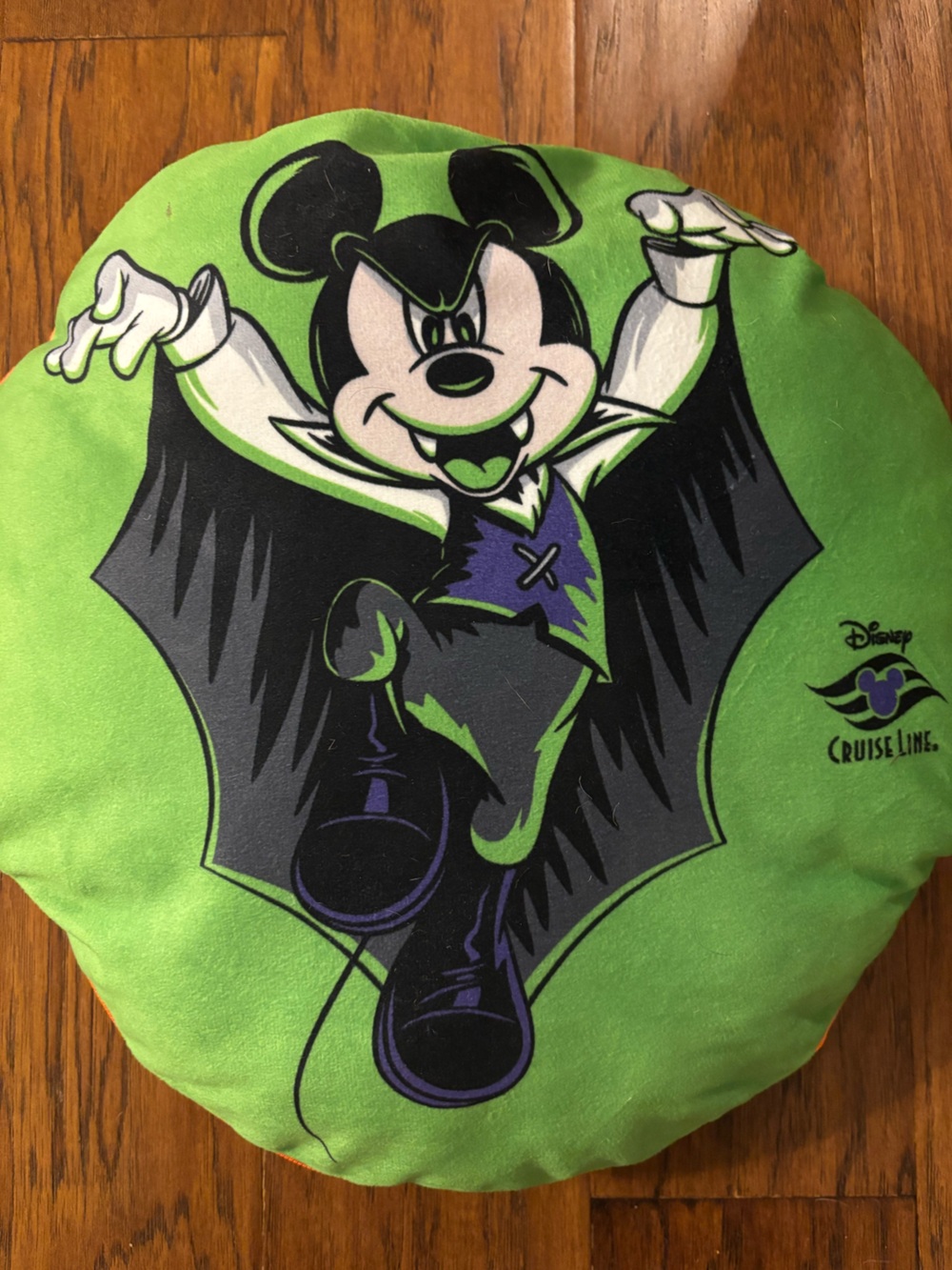 Disney Cruise Line Mickey Vampire Plush Pillow - Lime Green